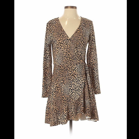 h&m leopard wrap dress